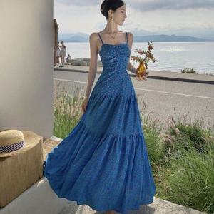 셔링원피스 셔링 캉캉 원피스 휴양지 끈나시 롱원피스