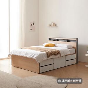 에리스 LED+USB형 2단서랍침대Q (도어중앙1+서랍2)(매트 미포함)