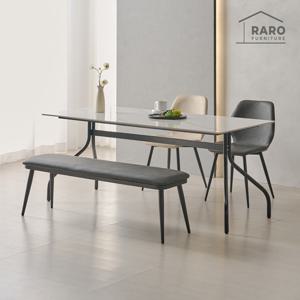 라로퍼니처 모나코 1800 유광 포세린 세라믹 6인 세트 (식탁+의자2+벤치1)