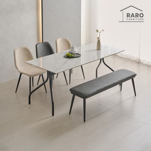 라로퍼니처 모나코 1800 유광 포세린 세라믹 6인 세트 (식탁+의자3+벤치1)
