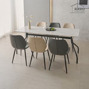 라로퍼니처 모나코 1800 유광 포세린 세라믹 6인 식탁 세트 (식탁+의자6)