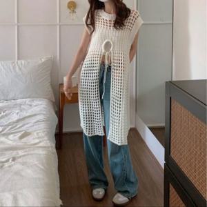 G126171 조끼 레이어드 니트 원피스 앞뒤착용