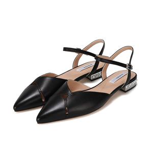 [바바라(슈즈)]포인트 쉐입 보석굽 포인트 데일리 플랫슈즈 BBH152-BK