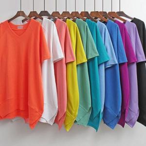 빅사이즈미시옷 브이넥 반팔티 언발 빅사이즈 306E218S 빅사이즈