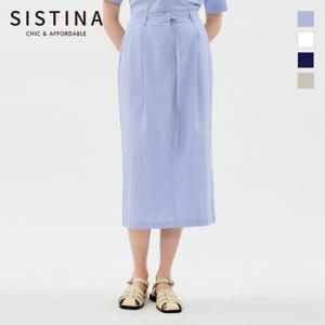 [SISTINA] 인기 벨티드 원턱 미디 스커트_AWWSKO21730