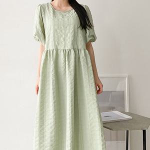 샵앤) 베베 국산 여성 5부 반팔 롱 원피스 AMI-WDR-3263-화이트