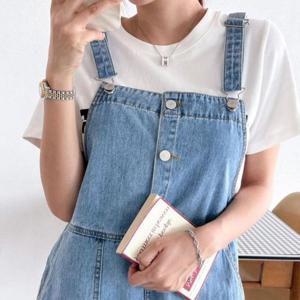 빅사이즈미시옷 트임 빅사이즈 스커트 멜빵 307P710S 데님