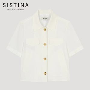 [SISTINA] 인기 린넨 크롭 셔츠 자켓_AWWJKO21740_OW