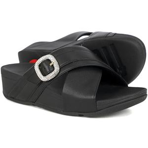 핏플랍 루루 크리스탈 버클 레더 여성 크로스슬라이드 (HO1-001)