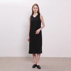 [UNIT]브이넥 슬리브리스 웨이스트 스트랩 원피스 [UFJWOP27BN]