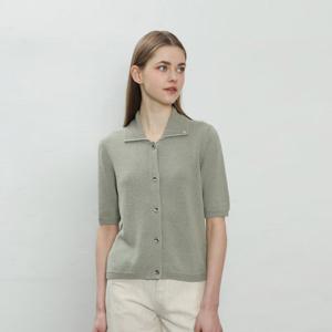 [UNIT]린넨 혼방 폴로넥 하프 슬리브 니트 가디건 [UFJKCA251N]