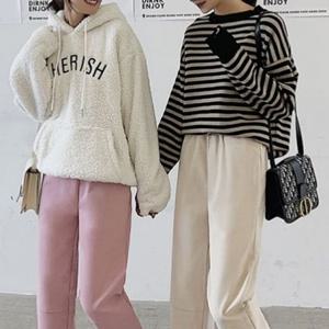 여성바지 빅사이즈 스판 허리밴딩 G125567 모직팬츠 무릎절개