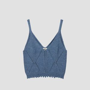 [UNIT]코튼 브이넥 스카시 니트 베스트 [UFJKVE263N-DENIM]