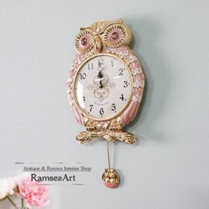 쓰리스윗부엉이 핑크 무소음 인테리어 벽시계 벽걸이