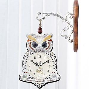 황태자 부엉이 무소음 양면시계 실버