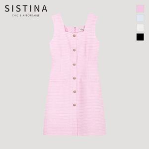 [SISTINA] 인기 트위드 버튼 스퀘어넥 원피스_AWWOPO21170