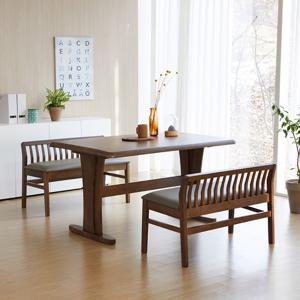 베스트리빙 오츠카 제시 1350 우드슬랩 고무나무 4인 식탁세트/일반벤치 2개