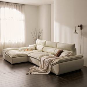 헤이몰리 에덴 와이드 가죽 4인용 소파 스툴 세트