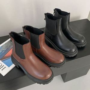 커피색 홀릭 HSM015 여자 워커 가을 겨울 발편한 통굽 부츠