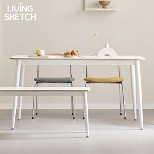 [리빙스케치] 지바고 1400 HPM 사각 테이블 자작나무 엣지 4인 식탁