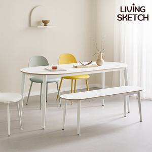 [리빙스케치] 지바고 1800 HPM 타원형 테이블 자작나무 엣지 6인 식탁