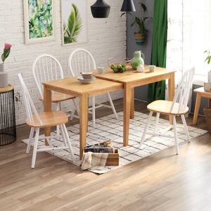 베스트리빙 공간활용 슬라이딩 확장형 윈저 4인 원목 식탁 세트/의자 4개