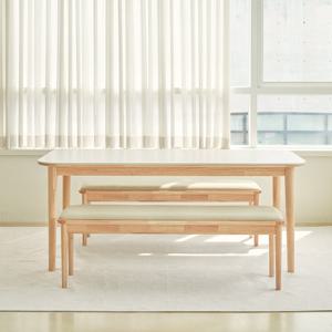 레이디가구 아이비 포세린 세라믹 원목식탁 6인 세트 (벤치2)