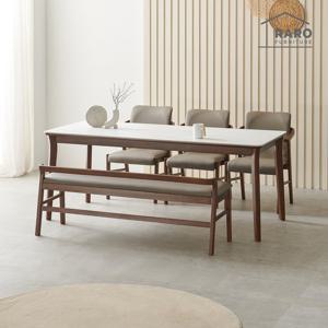 라로퍼니처 위니 1900 포세린 세라믹 6인 식탁 세트 (식탁+의자3+벤치1)