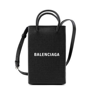 발렌시아가 폰 홀더 미니 쇼핑 레더 스트랩 크로스백 블랙 5938260AI2N1000