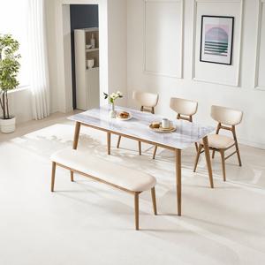 로드퍼니처/베른 6인 천연 투광석 대리석 식탁세트(일반3벤치1)