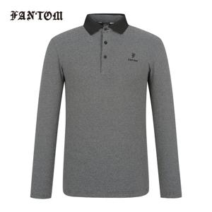 [팬텀] 남성 로고 자수 잔스트라이프 카라 긴팔티셔츠