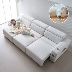 알렉스 4인 전동 슬라이딩 확장형 모션쇼파 USB 블루투스 무선충전 스피커 멀티기능 반려동물 스크래치방지 E0등급 리모컨 쇼파침대