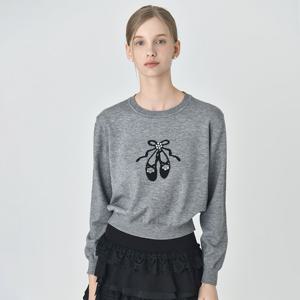 [SATIN] 리본 프린트 니트 O244T951