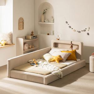 젠티스 스너그온 이지 패브릭 LED 저상형 침대 SS[자모고포켓SS]