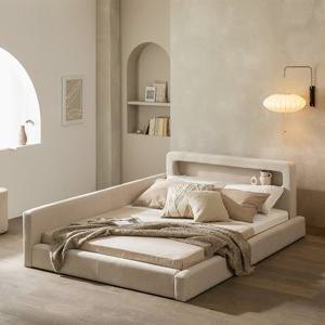 젠티스 스너그온 이지 패브릭 LED 저상형 침대 Q[자모고 본넬 Q]