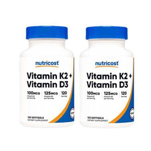 2개X  뉴트리코스트  비타민K2  D3  100mcg  5000IU  120소프트젤