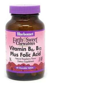 블루보넷  츄어블  비타민  B6,  B12  플러스  엽산  60츄어블정  라즈베리맛