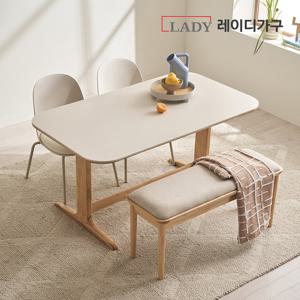 [3만원상품권]엘린 패밀리 원목 세라믹식탁 4인 세트 윈디벤치의자형