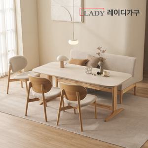 [3만원상품권]엘린 패밀리 원목 세라믹식탁 6인 세트 원목소파벤치의자형