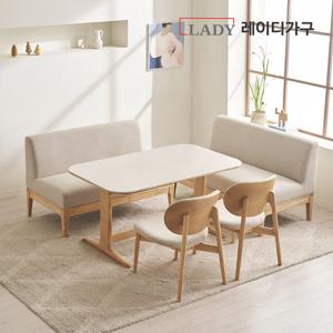 [3만원상품권]엘린 패밀리 원목 세라믹식탁 4인 세트 원목소파벤치코너형