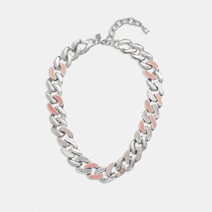 코치 CI961-NJ5 퀼팅 시그니처 링크 에나멜 파베 목걸이 실버/핀