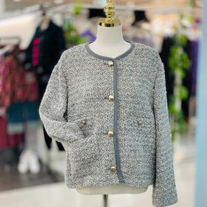 [클리지]노카라 루즈핏 니트 바인딩 트위드 자켓 CO7WJK08-41F