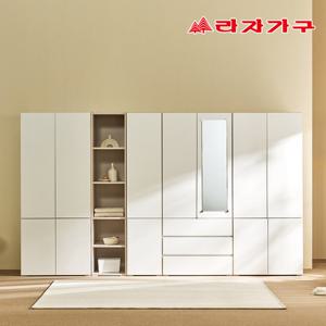 라자가구 클라브 거울 3단서랍형 옷걸이 수납 비스포크 옷장 800