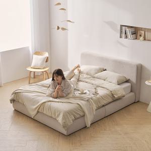 나무뜰 알레 패브릭 침대+9존 유로탑 포켓 매트리스 Q CNS523C (착불)