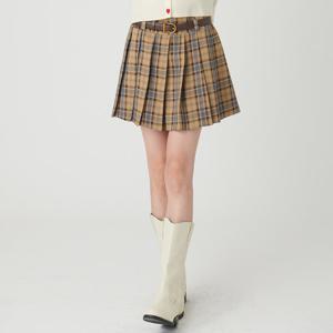 [SATIN] 체크 플리츠 스커트 O244T361