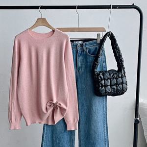 샵앤) 여성 홀가랑 무지 니트 티셔츠 DGB-WKN-3904-핑크