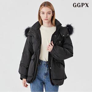 [GGPX]후드넥 페이크 퍼 스트링 패딩 점퍼(GODJJ004D)