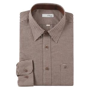 [에스티듀퐁(셔츠)]브라운 하운드투스 체크 기모남방 일반핏 SE4FM11LS223SBW