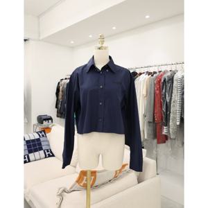 [라운지엘] 미우미우 포플린 크롭 셔츠 네이비 38 MK1844