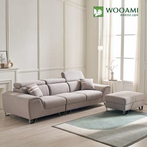 [리퍼]우아미 클라인 헤드틸팅 아쿠아텍스 4인용 소파+스툴